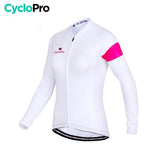 MAILLOT LONG DE CYCLISME ROSE - AUTOMNE - ÉLÉGANCE+ - DESTOCKAGE maillot long cyclisme Cyclo Pro Blanc XS 