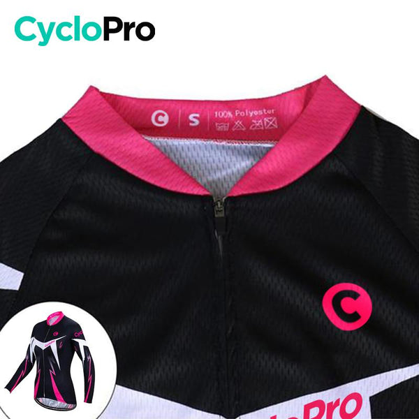 MAILLOT LONG DE CYCLISME ROSE - HIVER - CONFORT+ - DESTOCKAGE maillot thermique femme Cyclo Pro 