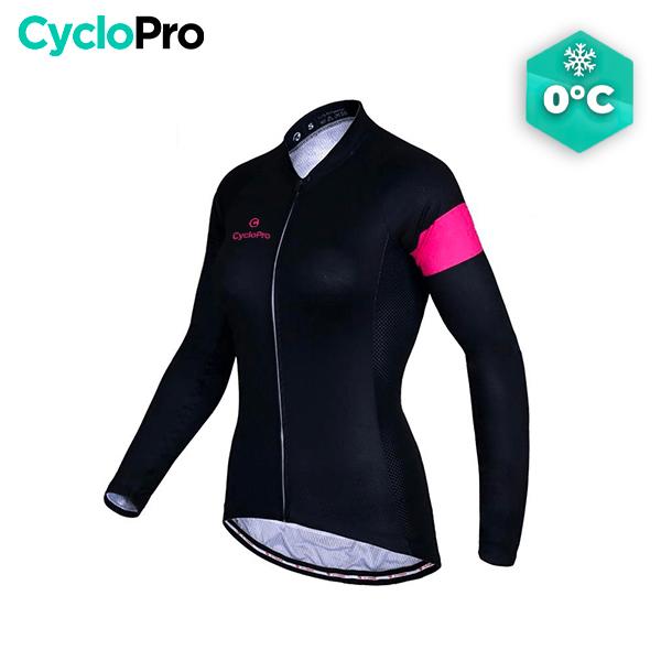 MAILLOT LONG DE CYCLISME ROSE - HIVER - ÉLÉGANCE+ maillot thermique femme GT-Cycle Outdoor Store Noir XS 