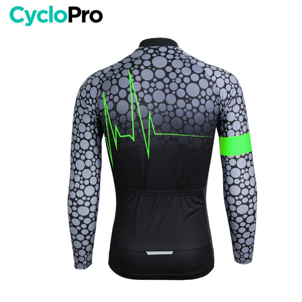 MAILLOT LONG DE CYCLISME VERT - HIVER - PULSATION+ - DESTOCKAGE Maillot thermique homme CycloPro 