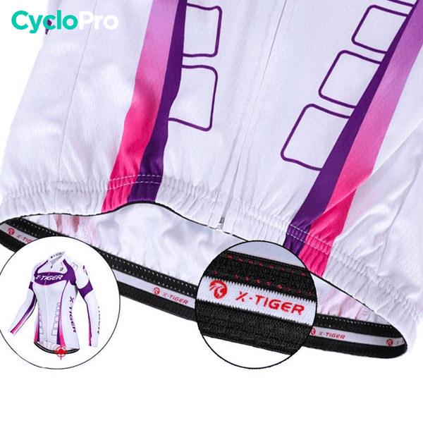 MAILLOT LONG DE CYCLISME VIOLET - AUTOMNE - CONFORT+ - DESTOCKAGE maillot manches longues pour femme GT-Cycle Outdoor Store 
