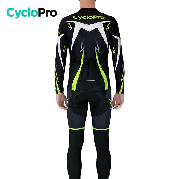 Tenue cycliste hiver Noire et Verte - Confort+ - DESTOCKAGE tenue de cyclisme hiver Cyclo Pro 