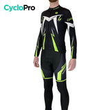 Tenue cycliste hiver Noire et Verte - Confort+ - DESTOCKAGE tenue de cyclisme hiver Cyclo Pro 
