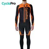 Tenue cycliste hiver orange - Flash+ - DESTOCKAGE tenue de cyclisme thermique GT-Cycle Outdoor Store Orange - Bretelles XS 