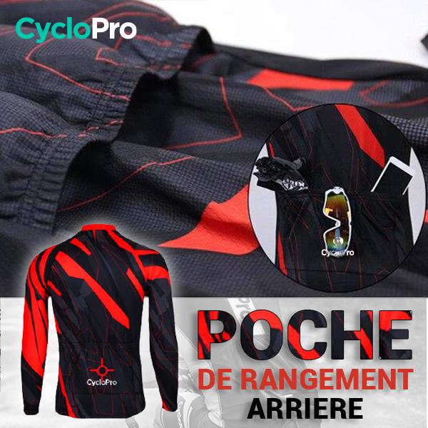 TENUE CYCLISTE HIVER ROUGE - ABSTRACT+ - DESTOCKAGE tenue de cyclisme CycloPro 