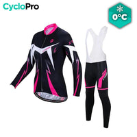 Tenue Vélo Hiver Rose - Confort+ - DESTOCKAGE tenue thermique femme CycloPro Avec bretelles XS 