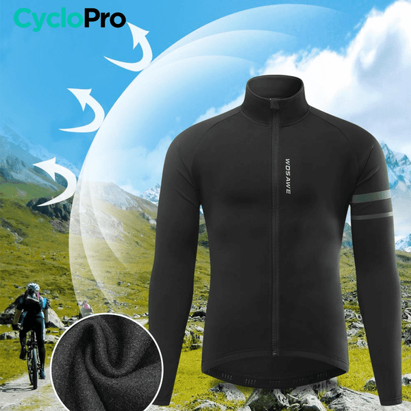 Veste Thermique Cyclisme Noire - Mountain+ - DESTOCKAGE Veste thermique velo CycloPro 