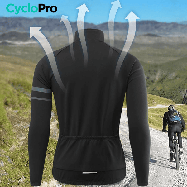 Veste Thermique Cyclisme Noire - Mountain+ - DESTOCKAGE Veste thermique velo CycloPro 